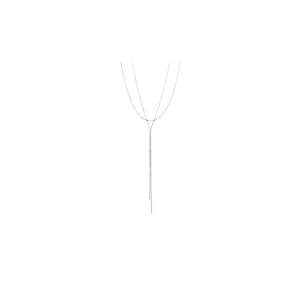 Rhodium Plated Layered Y-Necklace Set